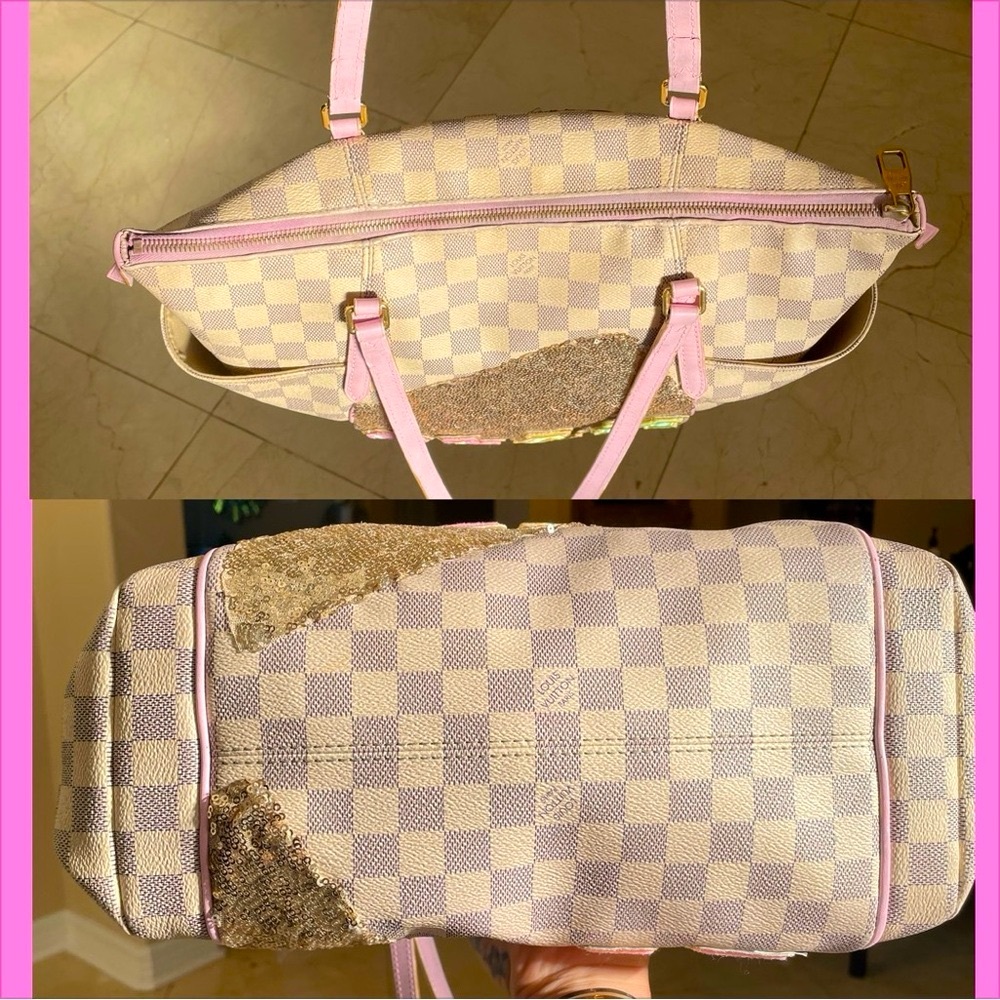 ❤️TRADED❤️Louis Vuitton custom Totally MM custom paint patch repair. Azur pink - Picture 6 of 16